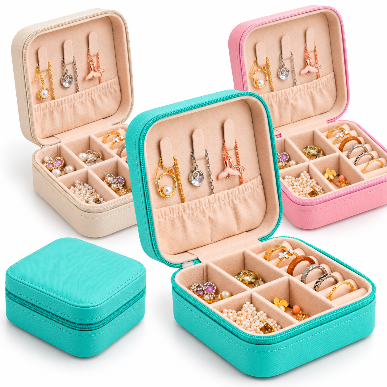 Firla Mini Boîte à Bijoux en cuir avec fermeture éclair – علبة تنظيم المجوهرات