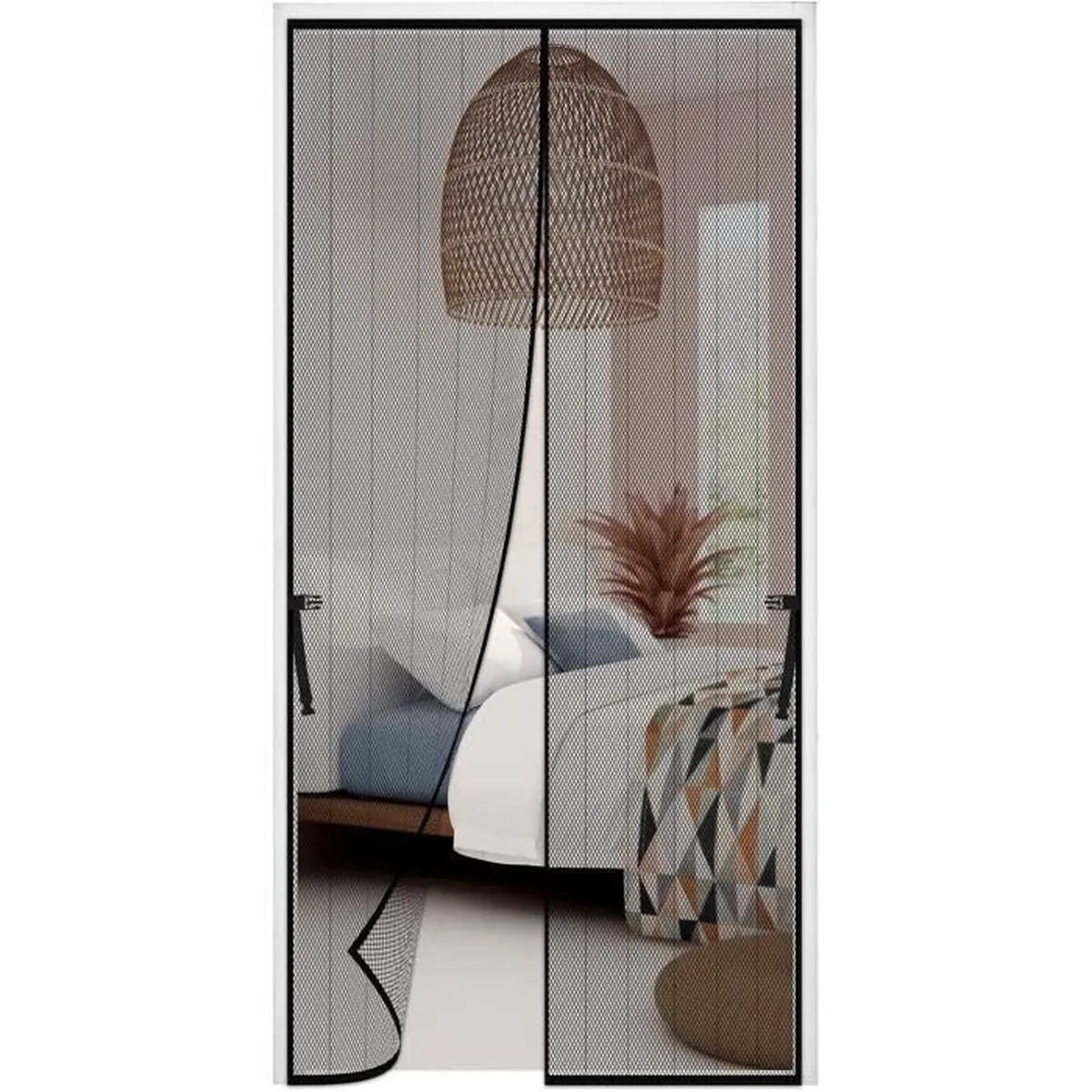Moustiquaire rideau pour porte avec fermeture magnétique 100x190 cm - Maison - صورة 8
