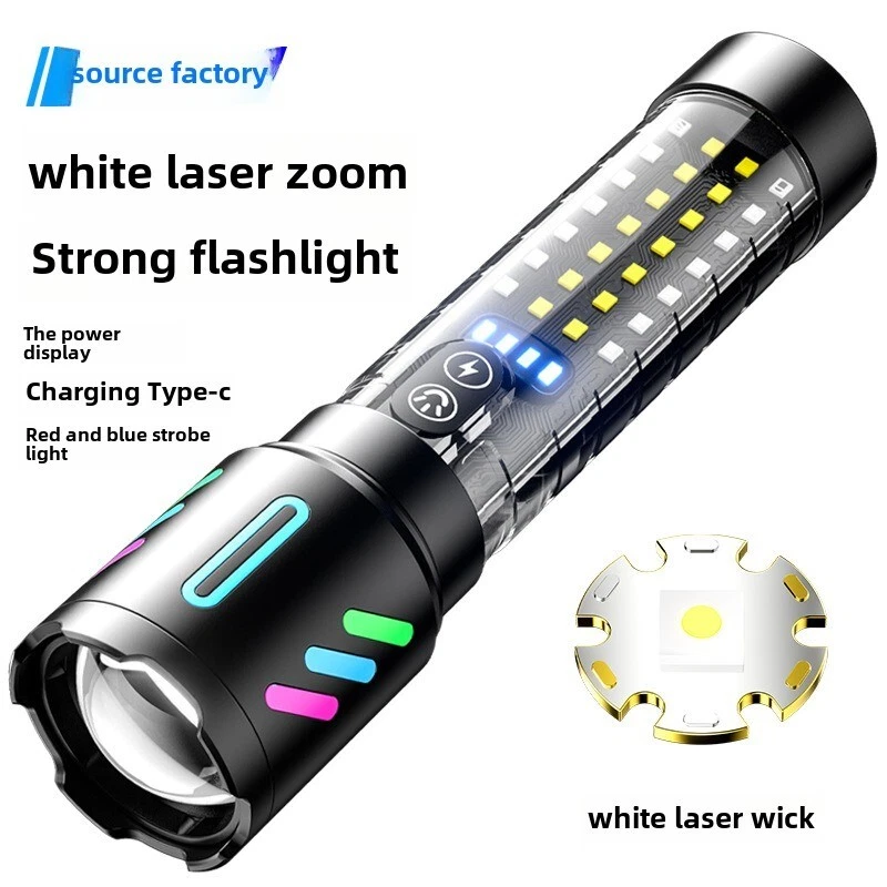 Lampe Torche Tactique LED Rechargeable USB-C - مصباح يدوي تكتيكي فائق السطوع (1000 لومين) مع إضاءة جانبية - Camping et Randonnée - صورة 8