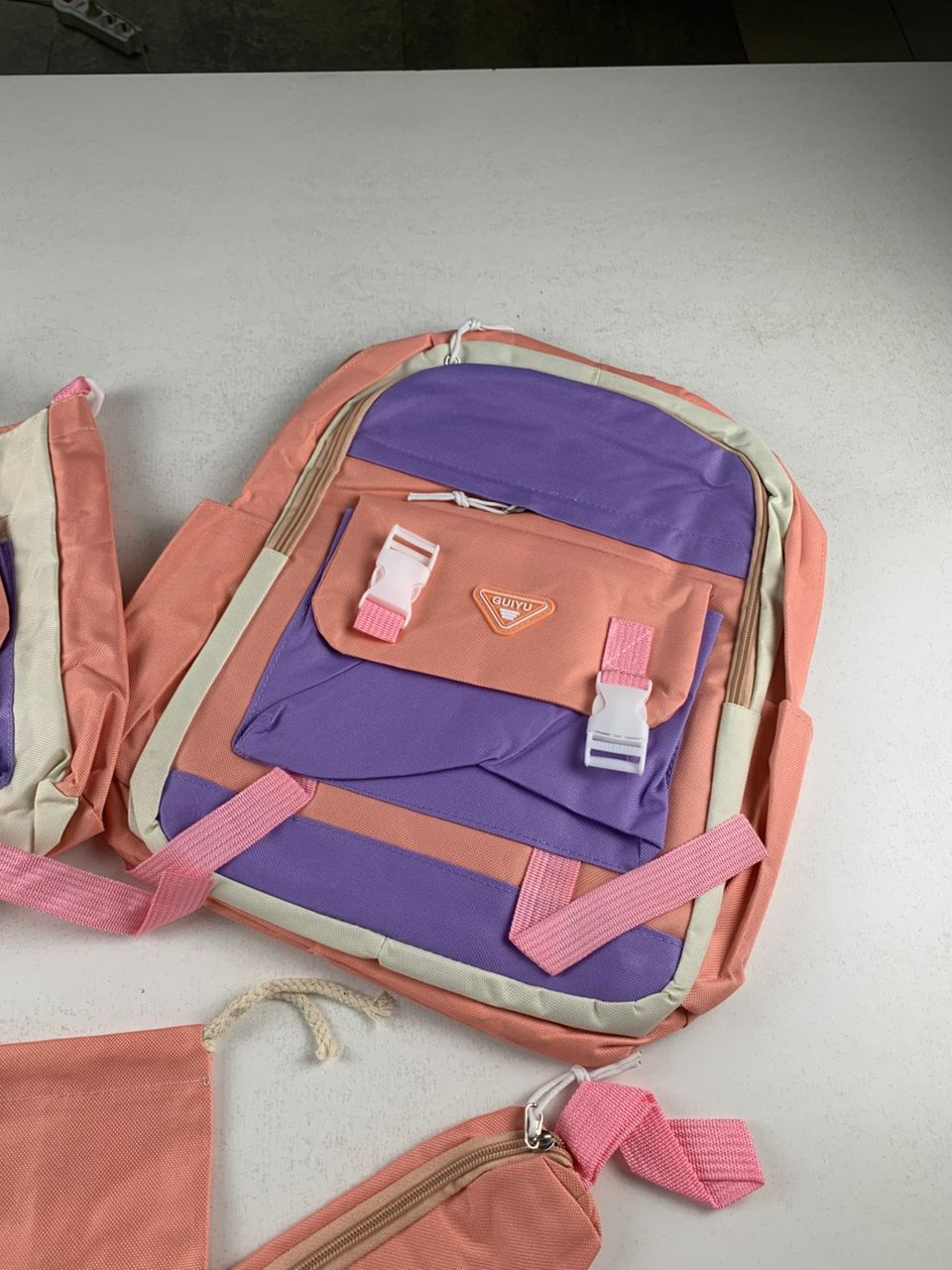 Ensemble de sacs d’école Kawai pour adolescents 5Pcs Guiyu V1 Rose – محفظة 5 قطع كاواي وردي - Sac à dos et Mode - صورة حقيقية 8