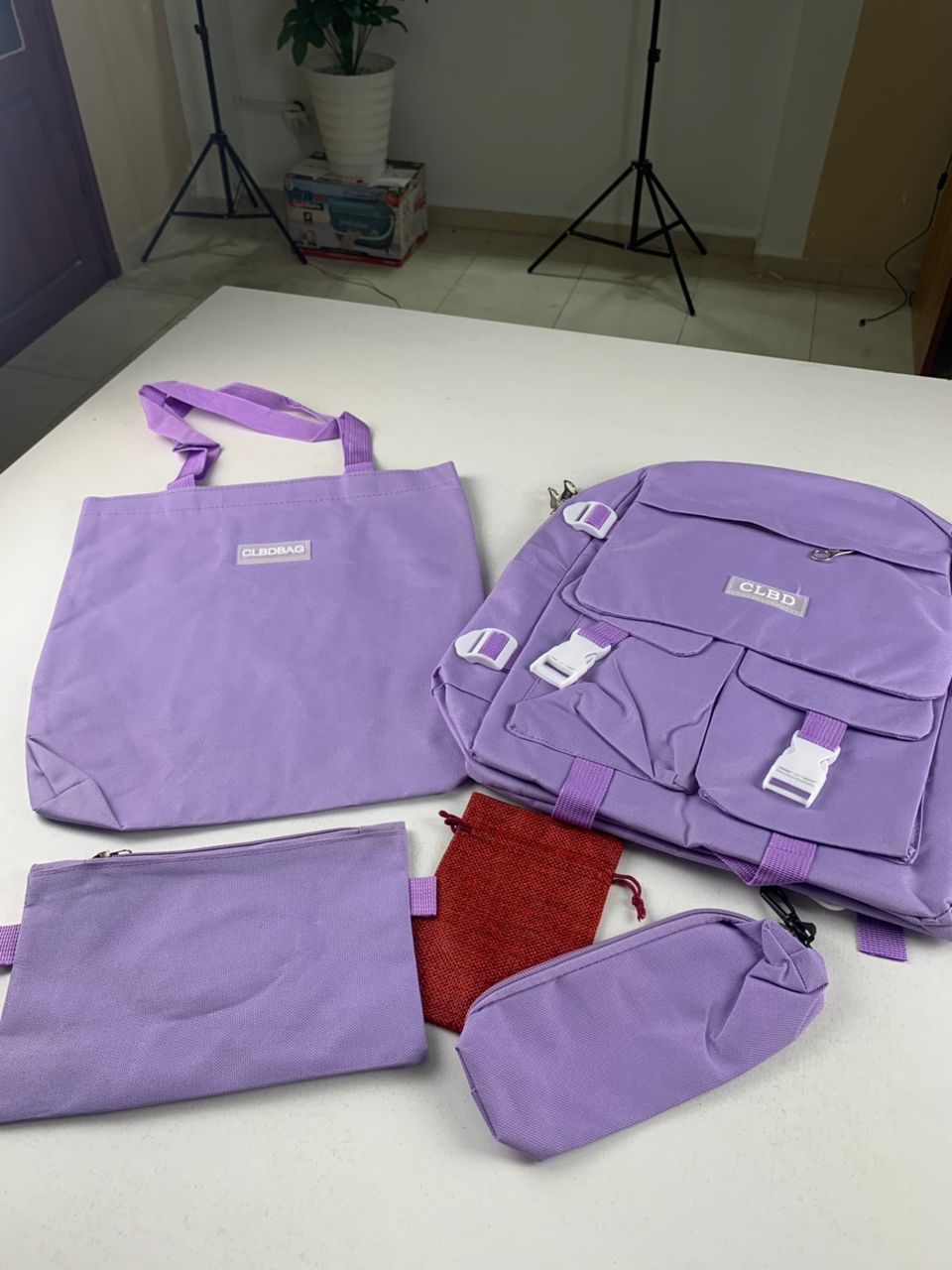 Ensemble de sacs d’école Kawai pour adolescents 5Pcs CLBD V2 Mauve – محفظة 5 قطع كاواي بنفسجي - Sac à dos et Mode - صورة 4