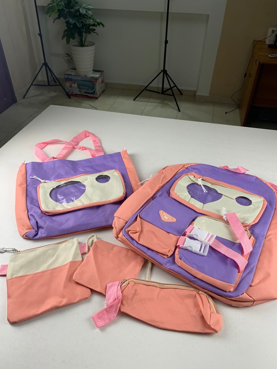 Ensemble de sacs d’école Kawai pour adolescents 5Pcs Guiyu V2 Rose – محفظة 5 قطع كاواي وردي - Sac à dos et Mode - صورة 3