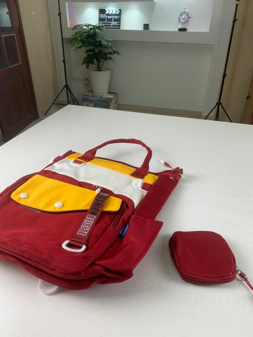 Ensemble de sacs d’école Kawai pour Enfants 2Pcs Avec Pochette Rouge – محفظة 2 قطع كاواي مع محفظة صغيرة أحمر - Sac à dos et Mode - صورة حقيقية 3