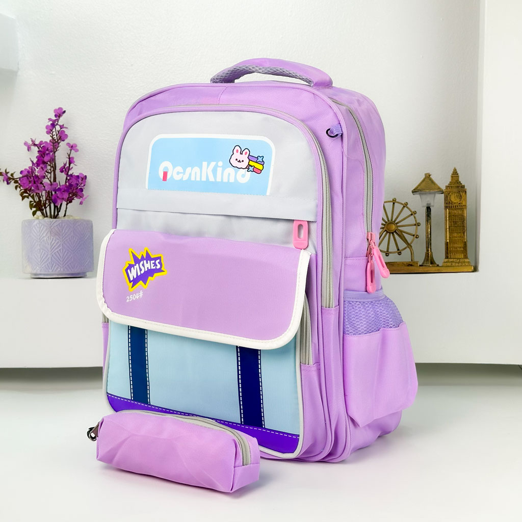 Sac à Dos pour Enfants avec Trousse Assortie 2504 Mauve – حقيبة ظهر مدرسية للأطفال مع مقلمة بنفسجي - Sac à dos et Mode - صورة حقيقية 5