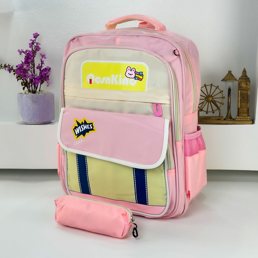 Sac à Dos pour Enfants avec Trousse Assortie 2504 Rose – حقيبة ظهر مدرسية للأطفال مع مقلمة وردي - Sac à dos et Mode - صورة 2