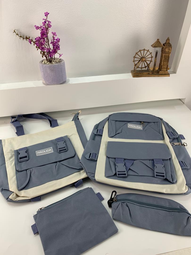 Ensemble de sacs d’école Kawai pour adolescents 4Pcs HAOLIDA V2 Bleu – محفظة 4 قطع كاواي أزرق - Sac à dos et Mode - صورة 4