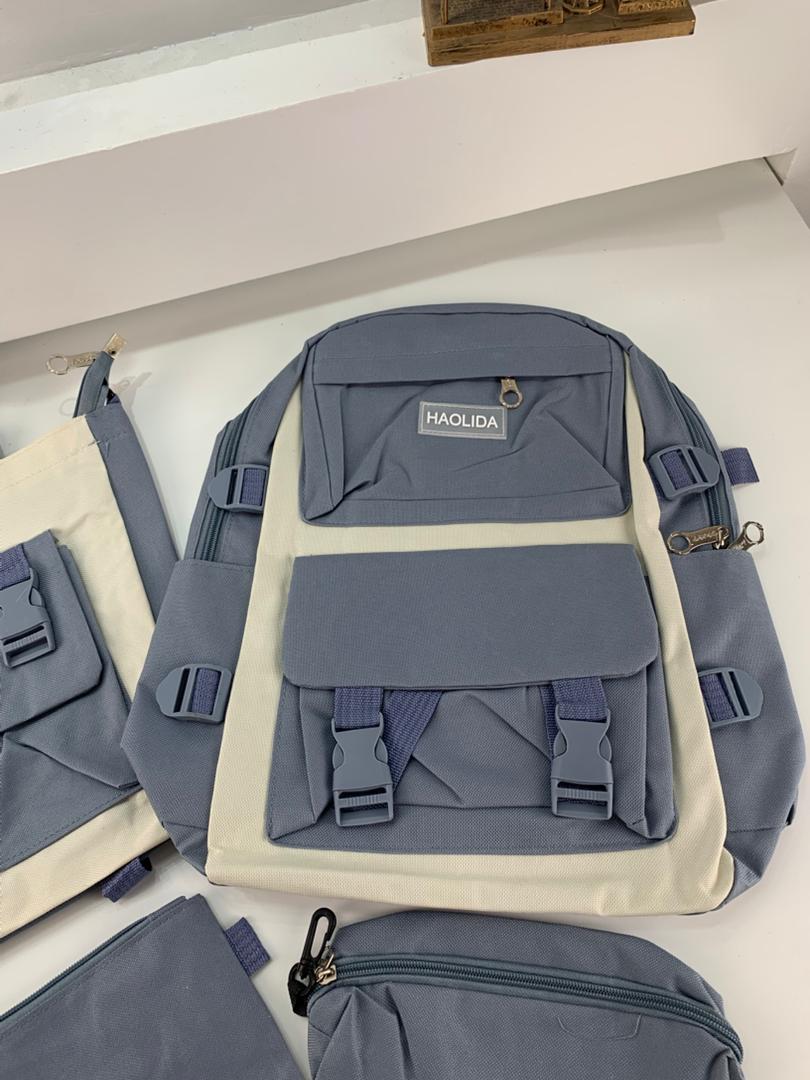 Ensemble de sacs d’école Kawai pour adolescents 4Pcs HAOLIDA V2 Bleu – محفظة 4 قطع كاواي أزرق - Sac à dos et Mode - صورة 5