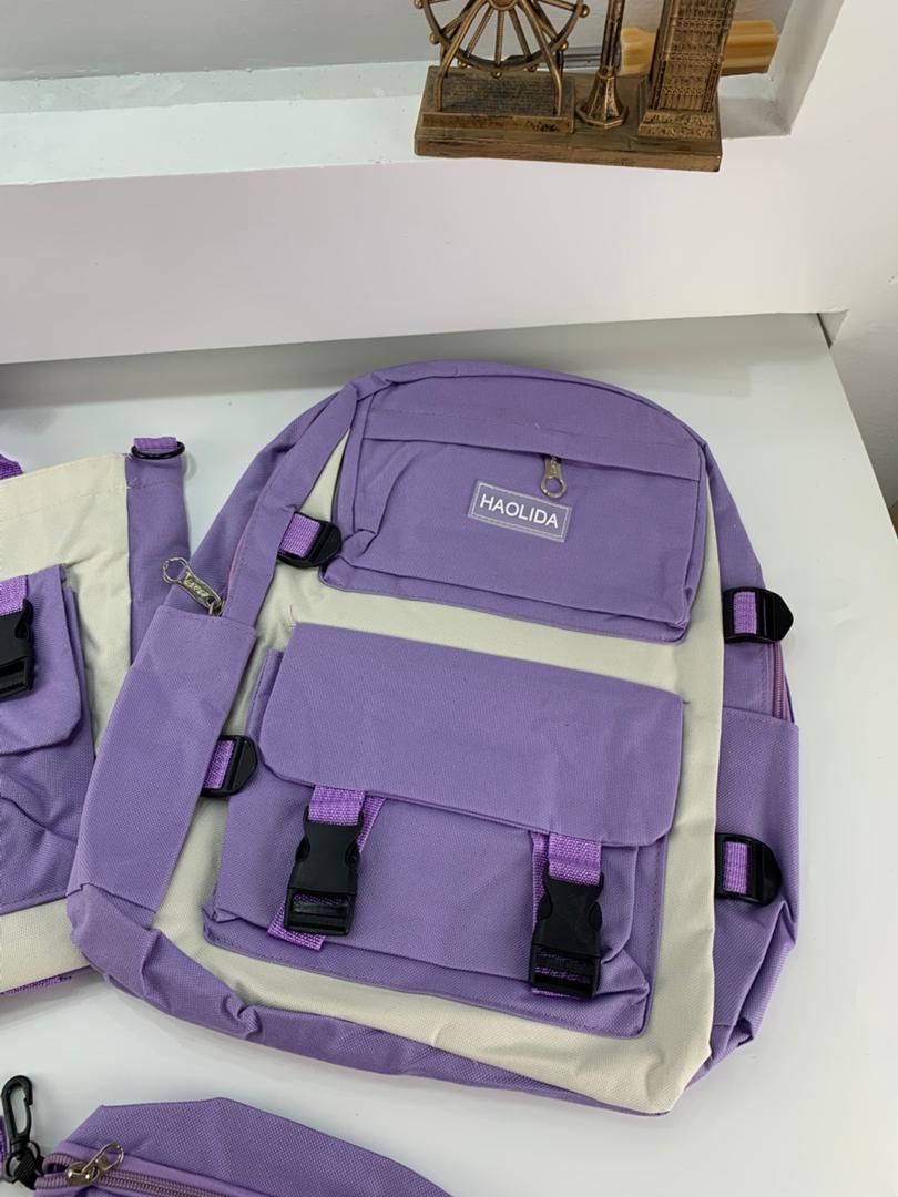 Ensemble de sacs d’école Kawai pour adolescents 4Pcs HAOLIDA V2 Mauve – محفظة 4 قطع كاواي بنفسجي - Sac à dos et Mode - صورة حقيقية 5