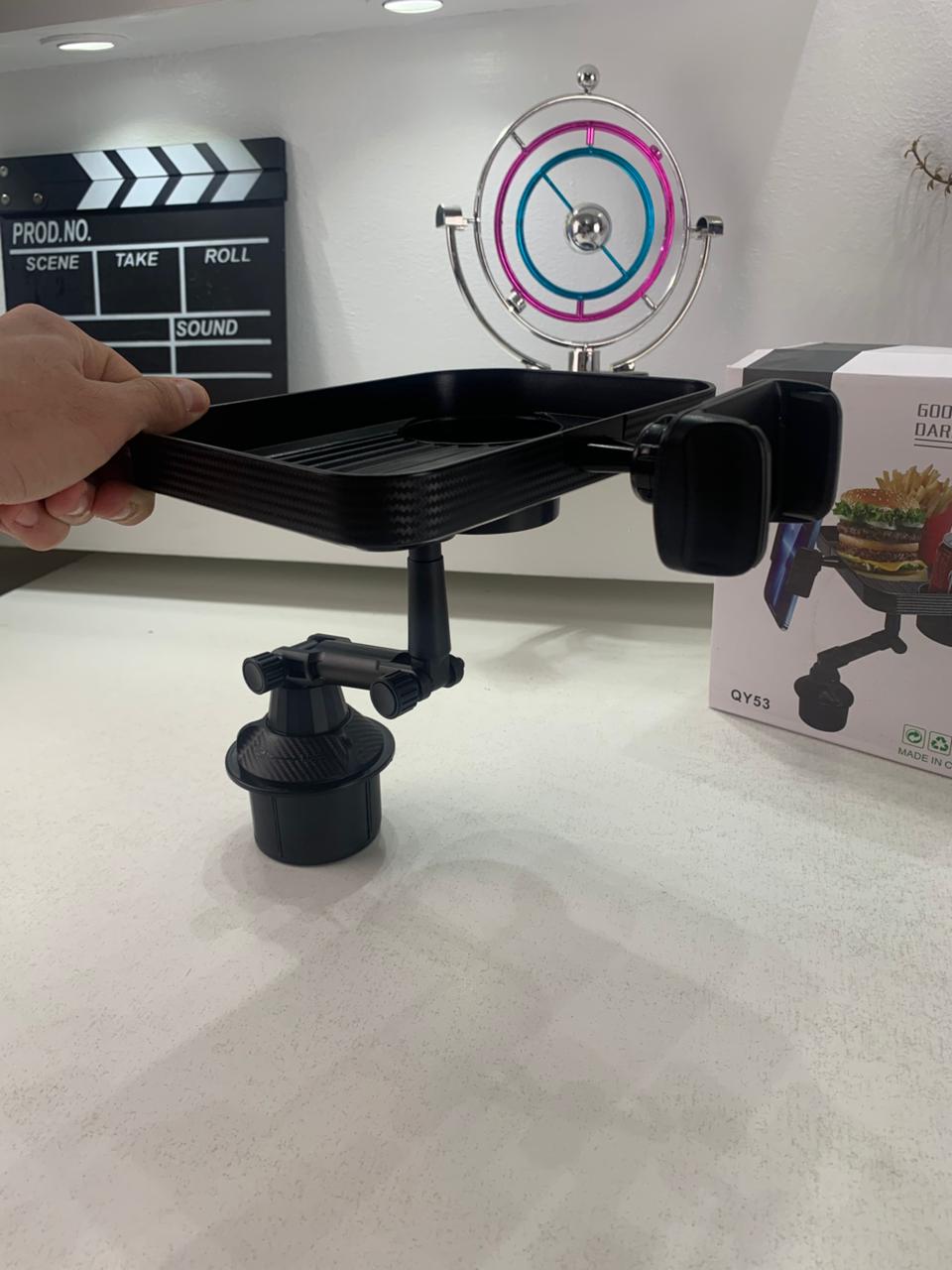 Plateau et Porte-Gobelet avec Support Téléphone pour Voiture – حامل مأكولات ومشروبات مع موضع للهاتف - Accessoires Auto/Moto - صورة حقيقية 7