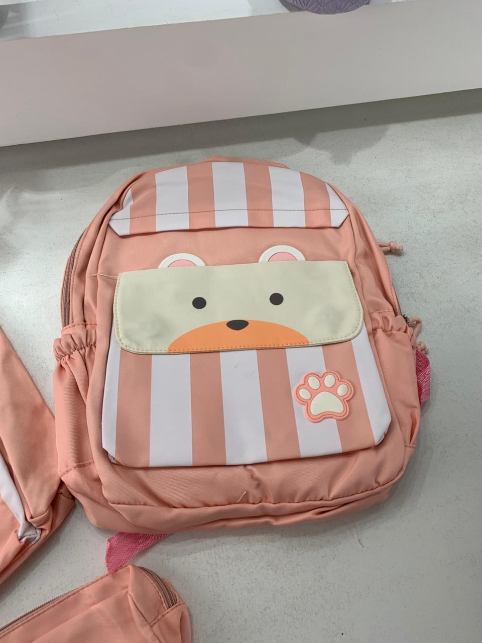 Ensemble de sacs d’école Kawai pour adolescents 3Pcs Ours Rose – محفظة 3 قطع كاواي وردي - Sac à dos et Mode - صورة حقيقية 6