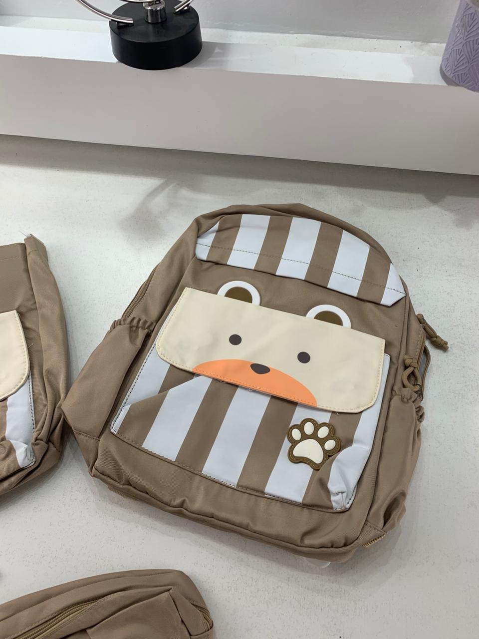 Ensemble de sacs d’école Kawai pour adolescents 3Pcs Ours Beige – محفظة 3 قطع كاواي بيج - Sac à dos et Mode - صورة حقيقية 7