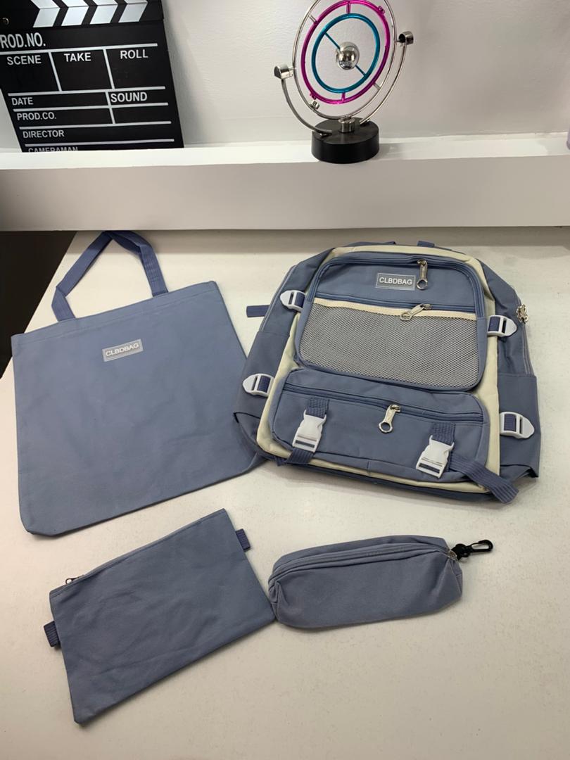 Ensemble de sacs d’école Kawai pour adolescents 4Pcs CLBD V3 Bleu – محفظة 4 قطع كاواي أزرق - Sac à dos et Mode - صورة حقيقية 5
