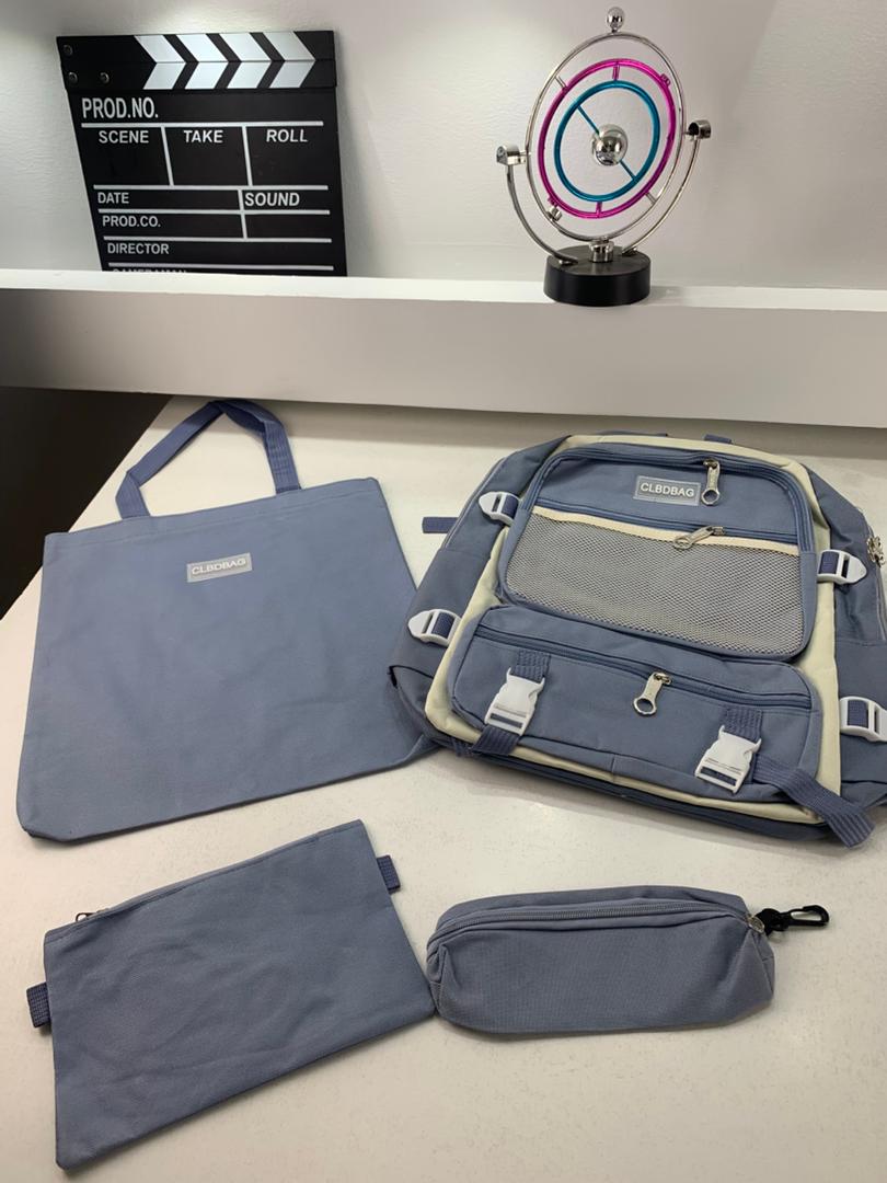 Ensemble de sacs d’école Kawai pour adolescents 4Pcs CLBD V3 Bleu – محفظة 4 قطع كاواي أزرق - Sac à dos et Mode - صورة حقيقية 6
