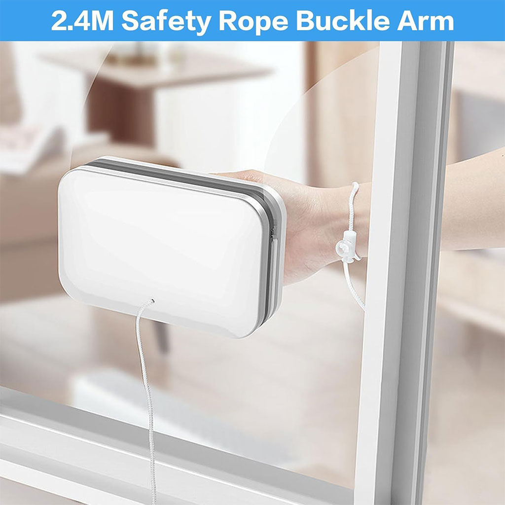 Nettoyeur de Vitres Magnétique Double Face avec Corde Antichute – ممسحة زجاج مغناطسية - Maison - صورة 7