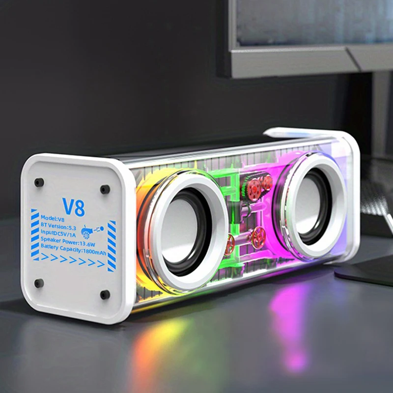 Haut-Parleur Bluetooth 5.3 Lumineux avec Boîtier Transparent - مكبر صوت بلوتوث لاسلكي شفاف مع إضاءة ملونة وسماعات مضاعفة - Électronique - صورة 10