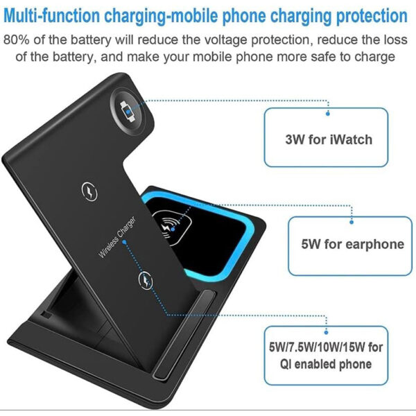 Station de charge sans fil 3 en 1 pour smartphones et appareils électroniques – شاحن لاسلكي للهاتف و الأجهزة الإلكترونية - Électronique - صورة 4