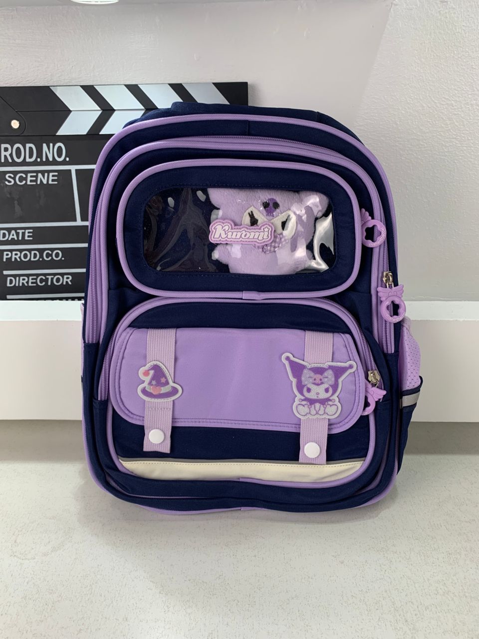 Sac à Dos Enfant Ludique avec Plusieurs Compartiment et un Peluche LM-5122 Bleu Nuit et Mauve – حقيبة ظهر للأطفال أزرق ليلي وبنفسجي - Sac à dos et Mode - صورة 3