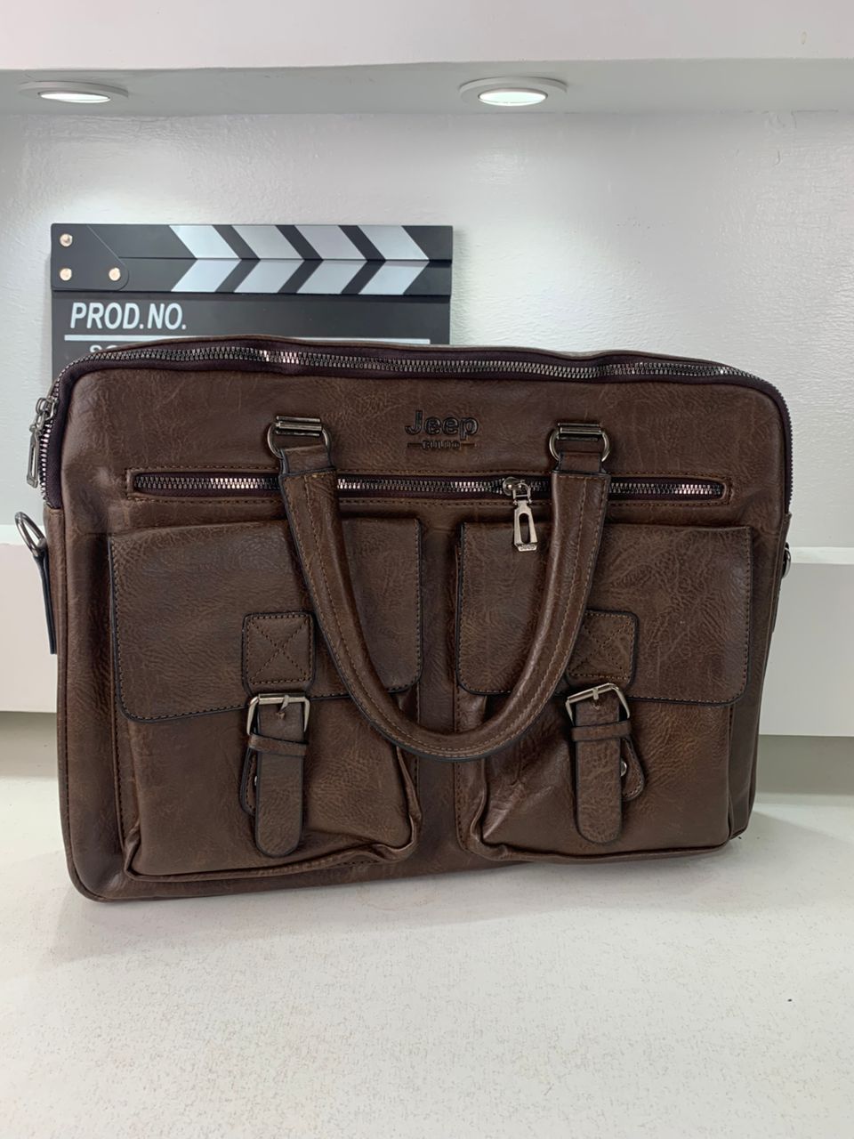 Cartable Homme en Simili Cuir Design Élégant Jeep Marron Foncé – حقيبة جلدية لون بني داكن - Sac à dos et Mode - صورة 5