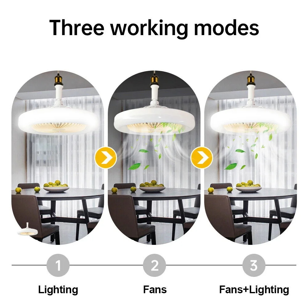 Lampe et Ventilateur de plafond silencieux avec télécommande 30W 220V - Maison - صورة 3