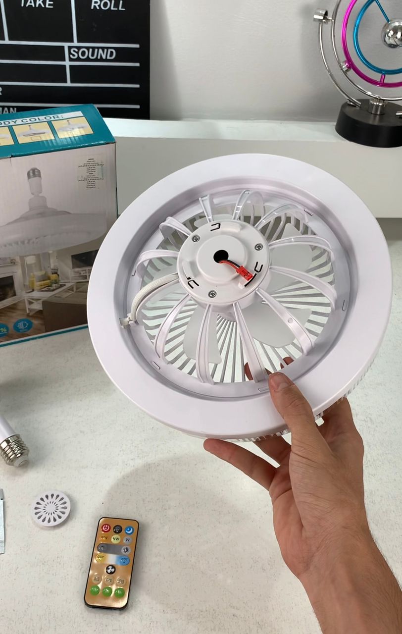 Lampe et Ventilateur de plafond silencieux avec télécommande 30W 220V - Maison - صورة حقيقية 8