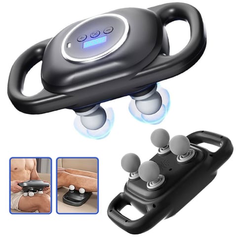Pistolet de massage à percussion 4 têtes avec avec 9 vitesses et modes – جهاز تدليك العظلات