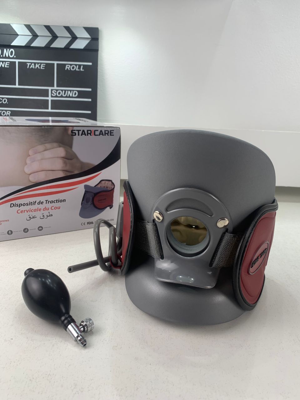 STARICARE Civière de cou gonflable et rétracteur de traction cervicale avec pompe – أداة تصحيح وضعية العنق - Divers - صورة حقيقية 10