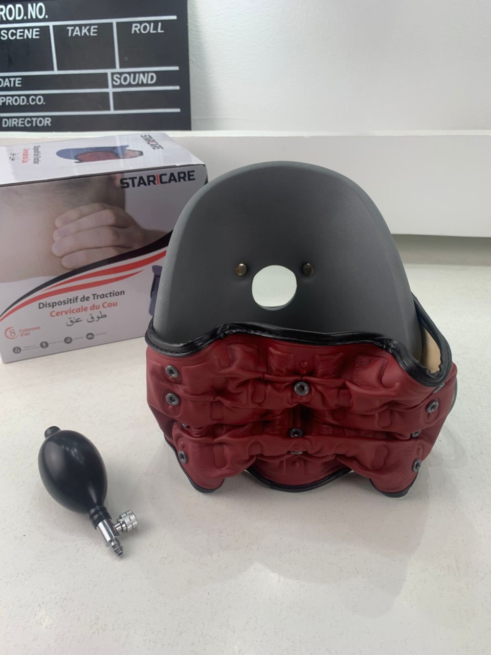 STARICARE Civière de cou gonflable et rétracteur de traction cervicale avec pompe – أداة تصحيح وضعية العنق - Divers - صورة حقيقية 11