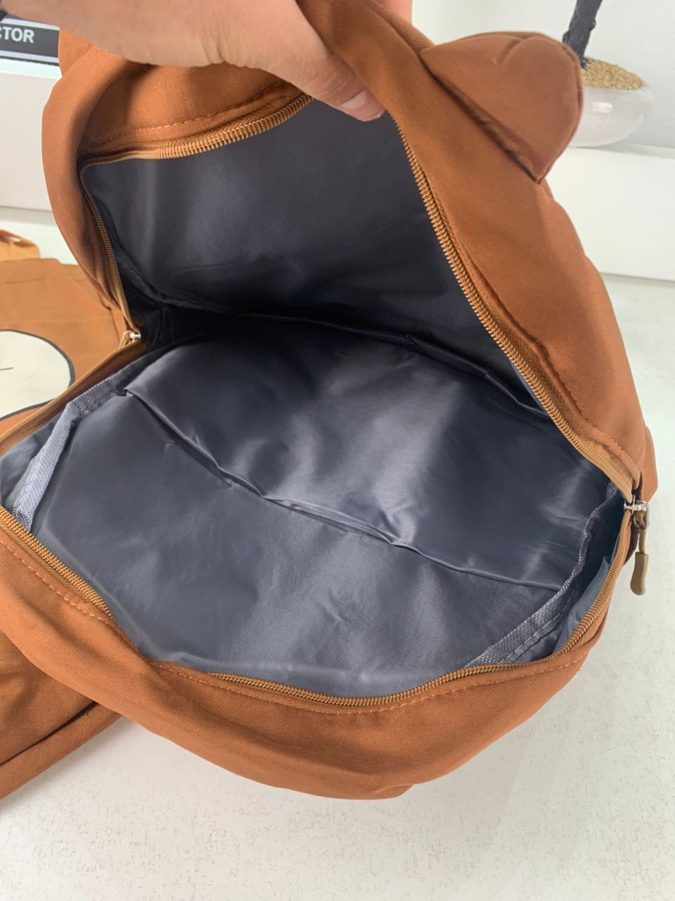 Ensemble de Sacs Snorlax 3Pcs Design Kawaii Marron – حقيبة مدرسية 3 قطع لون بني - Sac à dos et Mode - صورة حقيقية 10