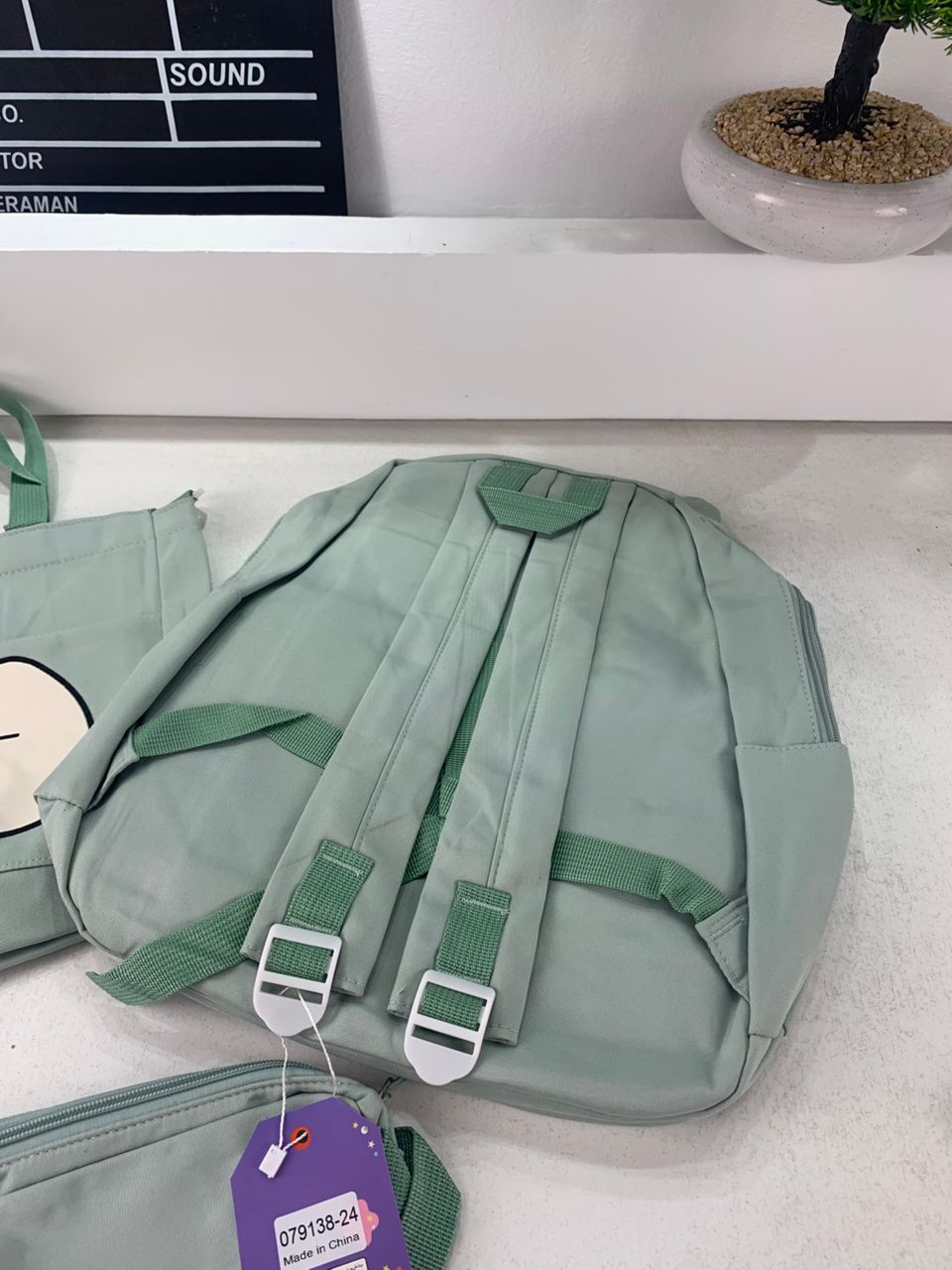 Ensemble de Sacs Snorlax 3Pcs Design Kawaii Vert – حقيبة مدرسية 3 قطع لون أخضر - Sac à dos et Mode - صورة حقيقية 6