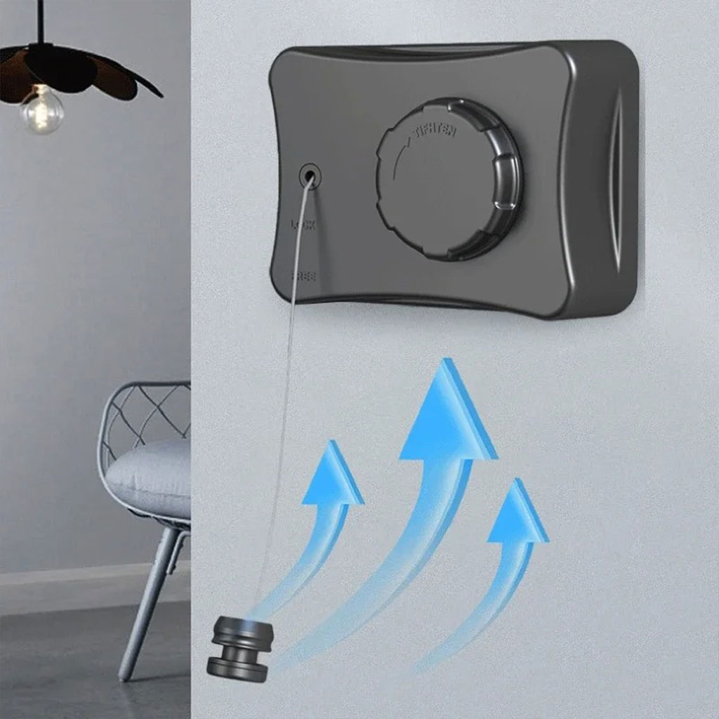 Corde à Linge Rétractable 5.1m en Acier Inoxydable Capacité 20KG – حبل غسيل قابل للسحب - Maison - صورة 2