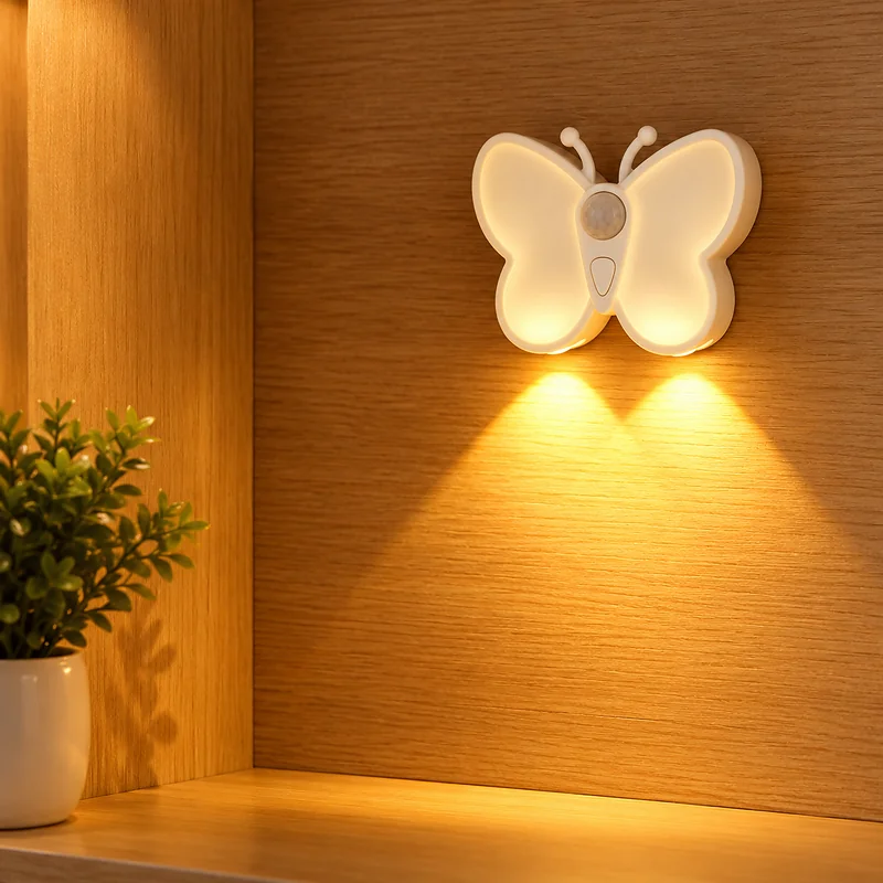 Lampe LED Papillon avec Détecteur de Mouvement Rechargeable USB 1PCS – مصباح فراشة بحساس الحركة قابل للشحن