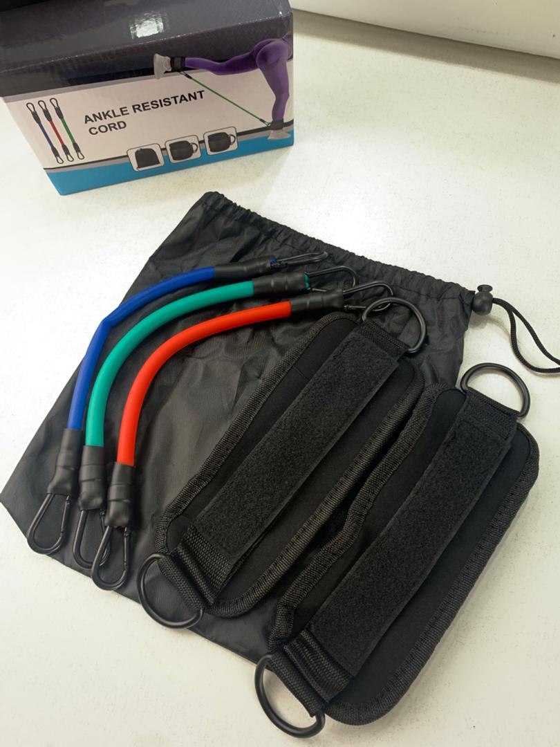 Bandes de résistance pour les jambes avec sangle de cheville 5Pcs – طقم أشرطة تدريب قابلة للتمدد - Sport - صورة حقيقية 8