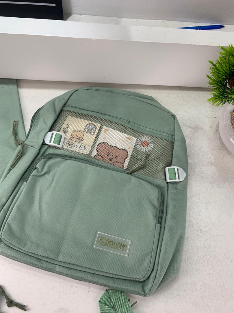 Ensemble de sacs d’école Kawai pour adolescents 4Pcs Guiyu V4 Vert – محفظة 4 قطع كاواي أخضر - Back to School - صورة 3