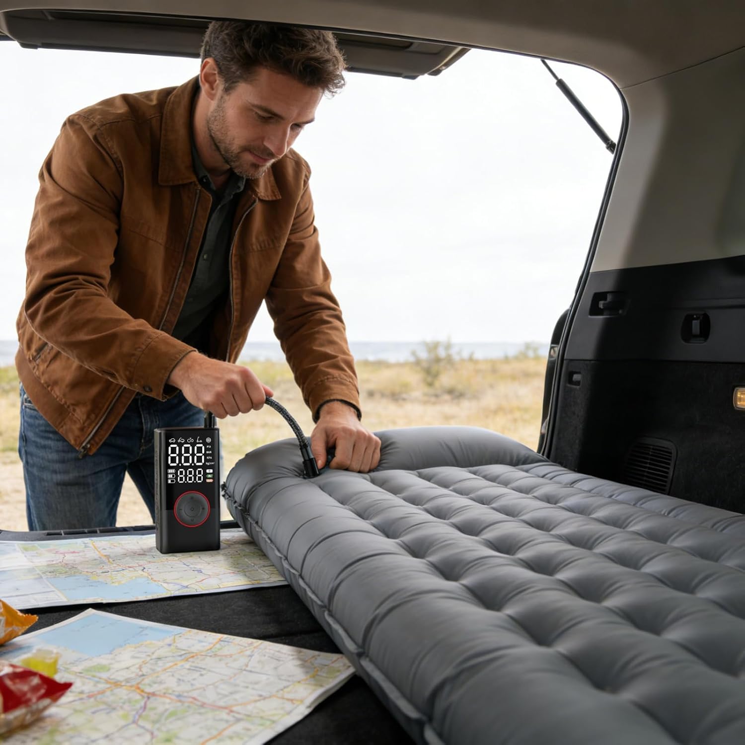 Compresseur à air et Gonfleur de Pneu Portable Sans Fil 150 PSI - مضخة هواء كهربائية لاسلكية للسيارات والدراجات - Accessoires Auto/Moto - صورة 15