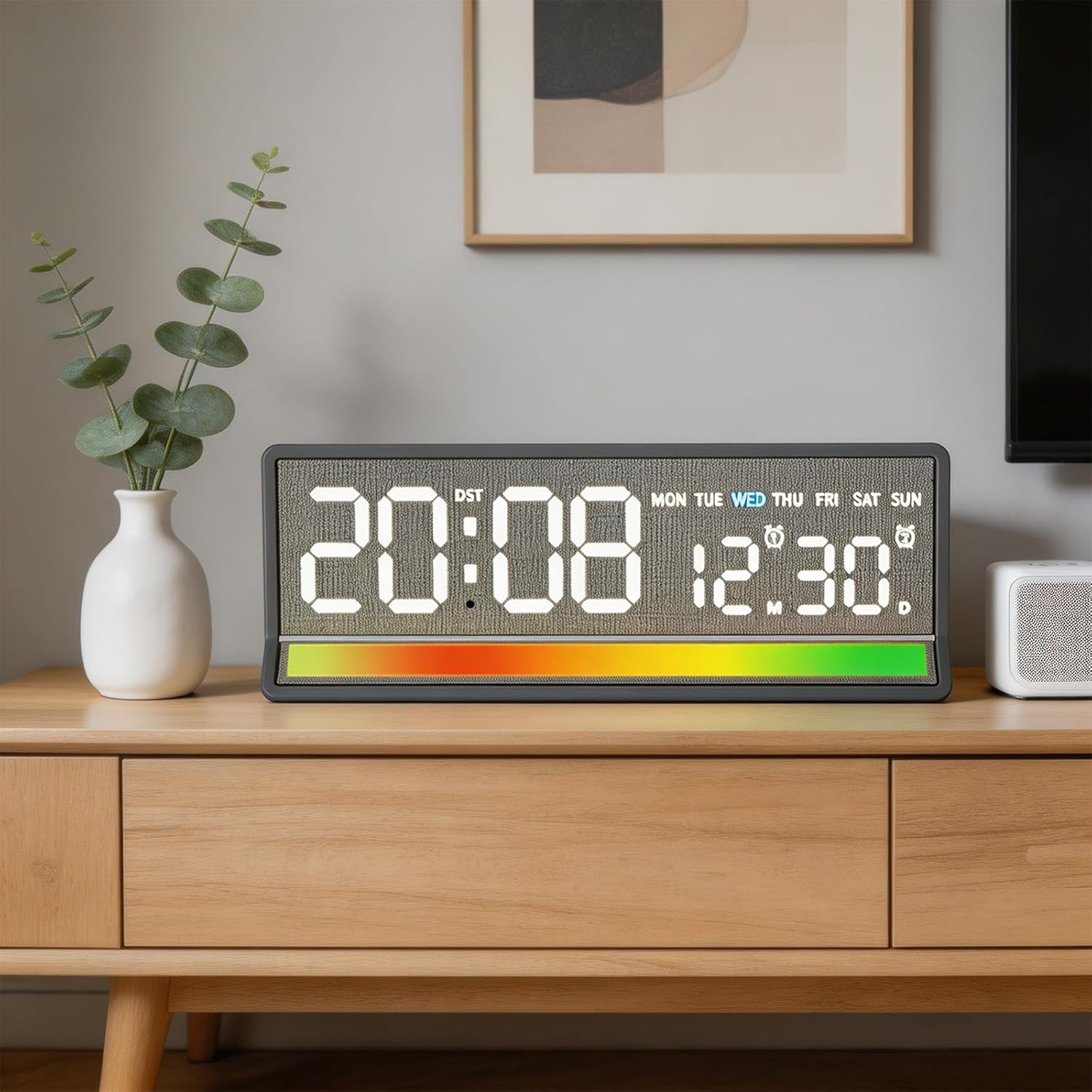 Horloge LED Numérique avec Éclairage Coloré Réactif au Son 5536 - ساعة رقمية بإضاءة ملونة تتفاعل مع الصوت
