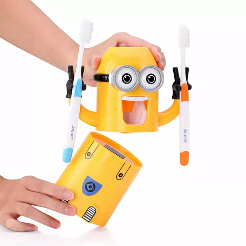Minions Distributeur et porte brosse a dent 2 in1 presse-dentifrice automatique pour enfants - Maison - صورة 6