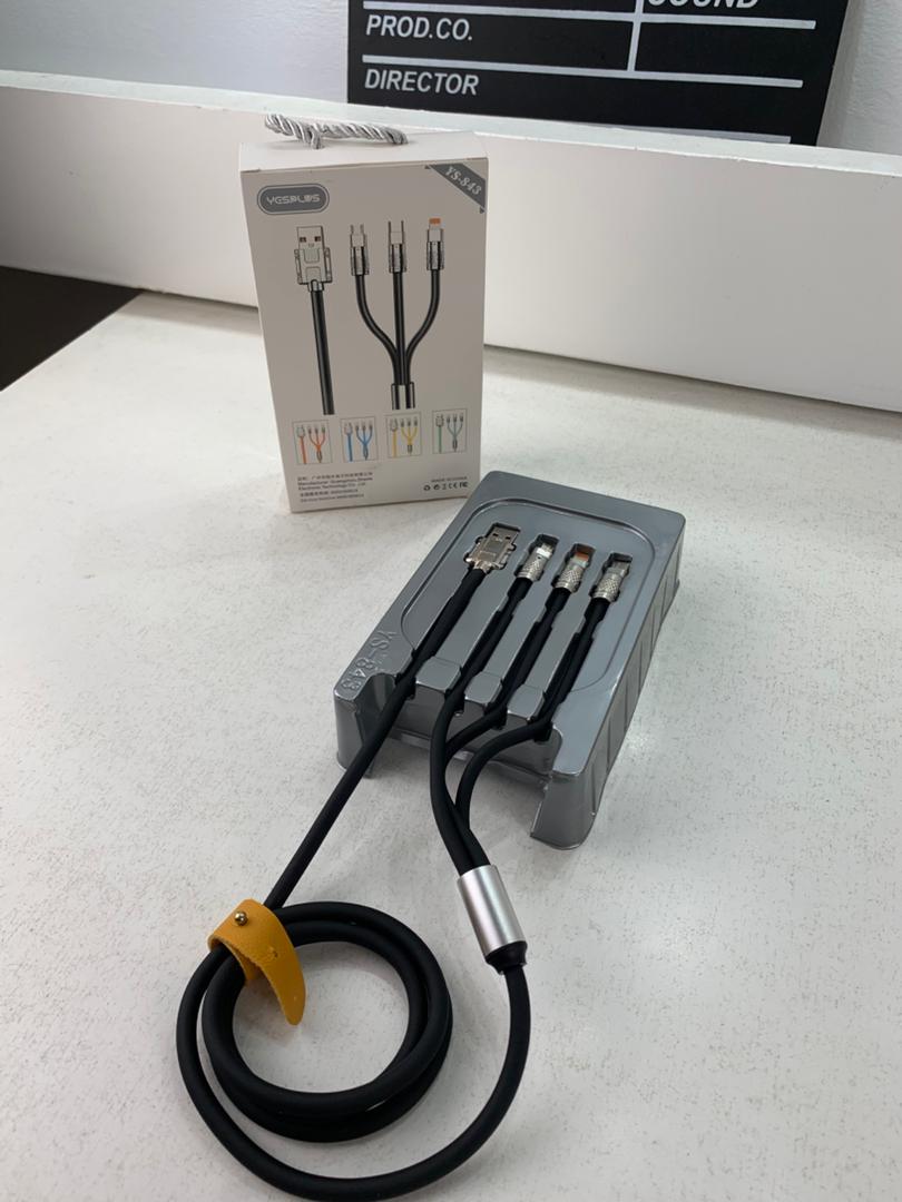 Câble de charge Rapide 3en1 Câble USB de 1.2 m avec 3 connecteurs 100W – كابل شحن سريع - Électronique - صورة 8