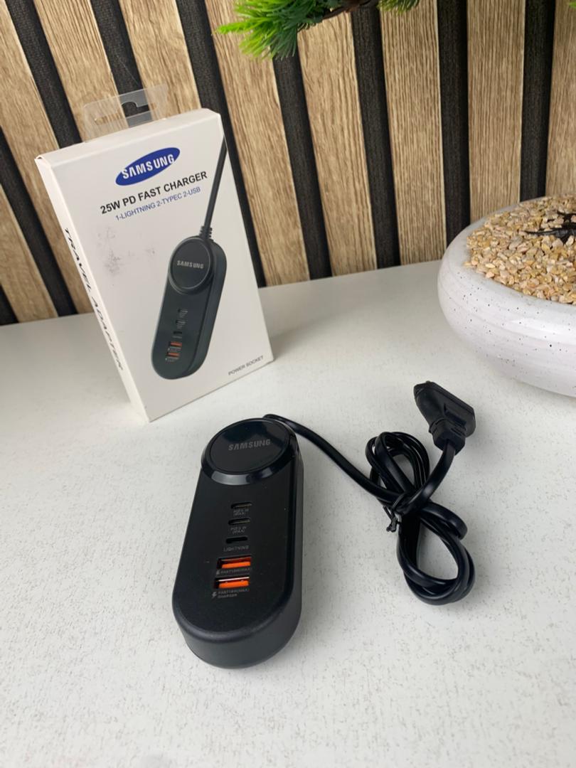Power Socket Charge rapide Samsung, 25 W 5 Ports Type-C USB Lightning – مقبس شحن سريع سامسونغ - Électronique - صورة حقيقية 4
