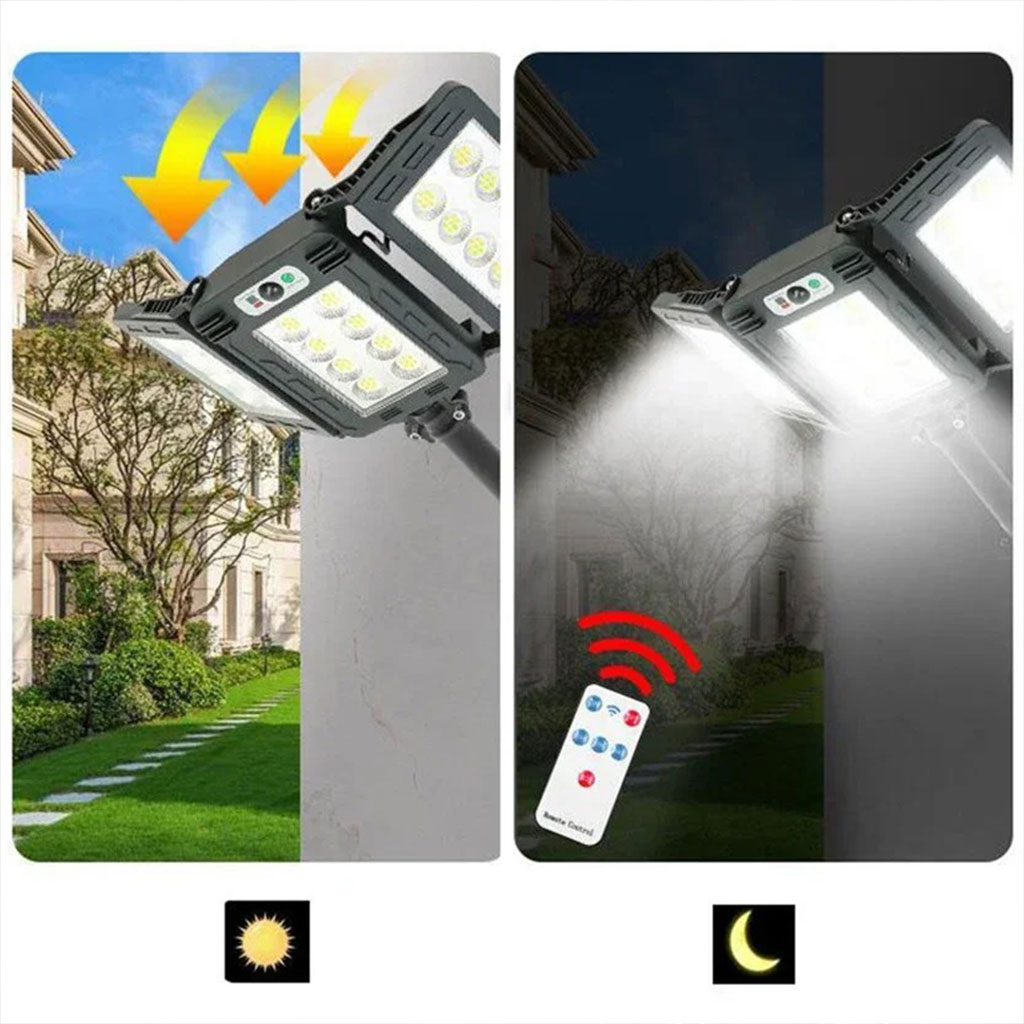 Lampes Solaires Extérieure Super lumineuse avec 3 Panneaux 800LED et Télécommande – مصباح خارجي بالطاقة الشمسية مع يد تحكم
