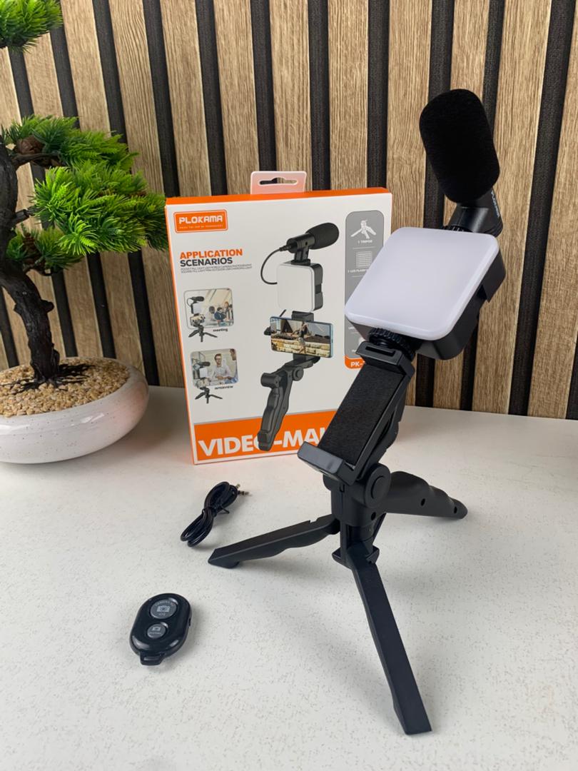 Kit d’enregistrement vidéo pour smartphone et appareil photo avec microphone à LED intégré – طقم تصورير إحترافي مع ميكروفون وإضاءة مدمجة - Électronique - صورة حقيقية 8
