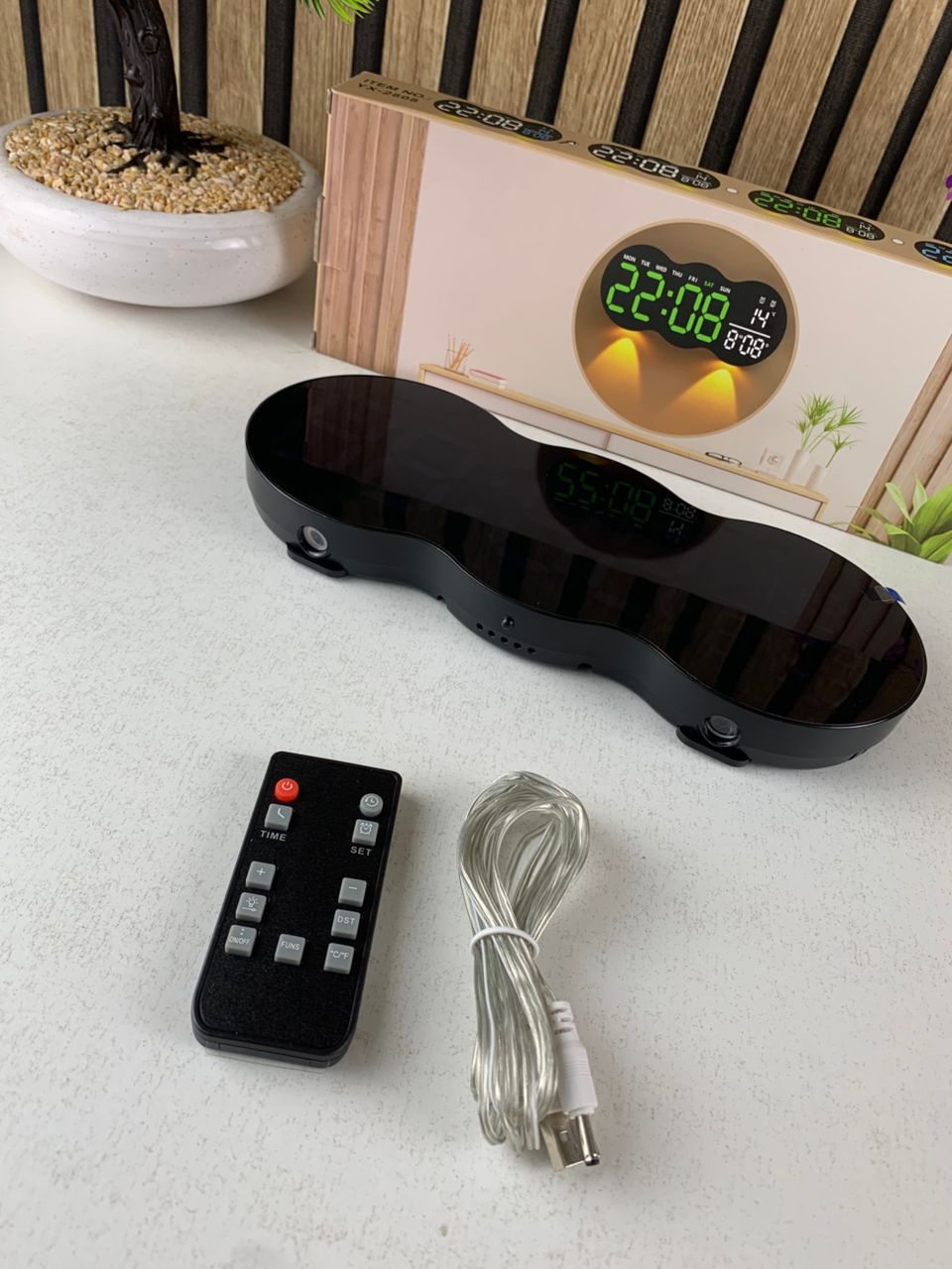 Horloge murale numérique à LED avec télécommande YX-2808 – ساعة حائط مع إضاءة مدمجة - Décoration - صورة 8
