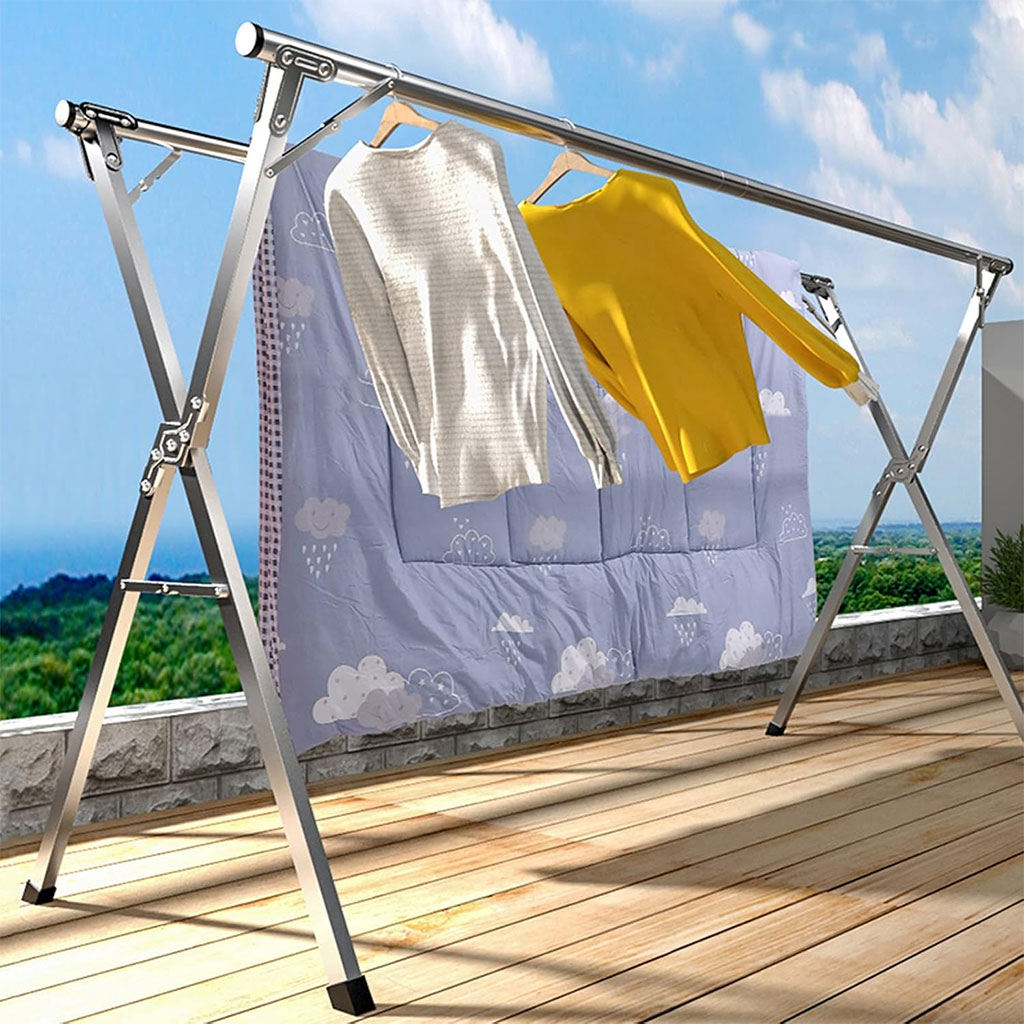 Séchoir à linge rétractable pour économiser de l’espace en acier inoxydable – علاقة ملابس الغسيل - Maison - صورة 2