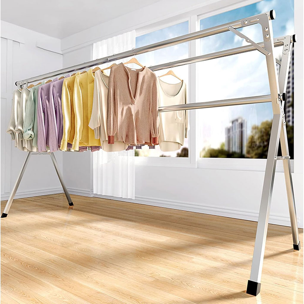 Séchoir à linge rétractable pour économiser de l’espace en acier inoxydable – علاقة ملابس الغسيل - Maison - صورة 5