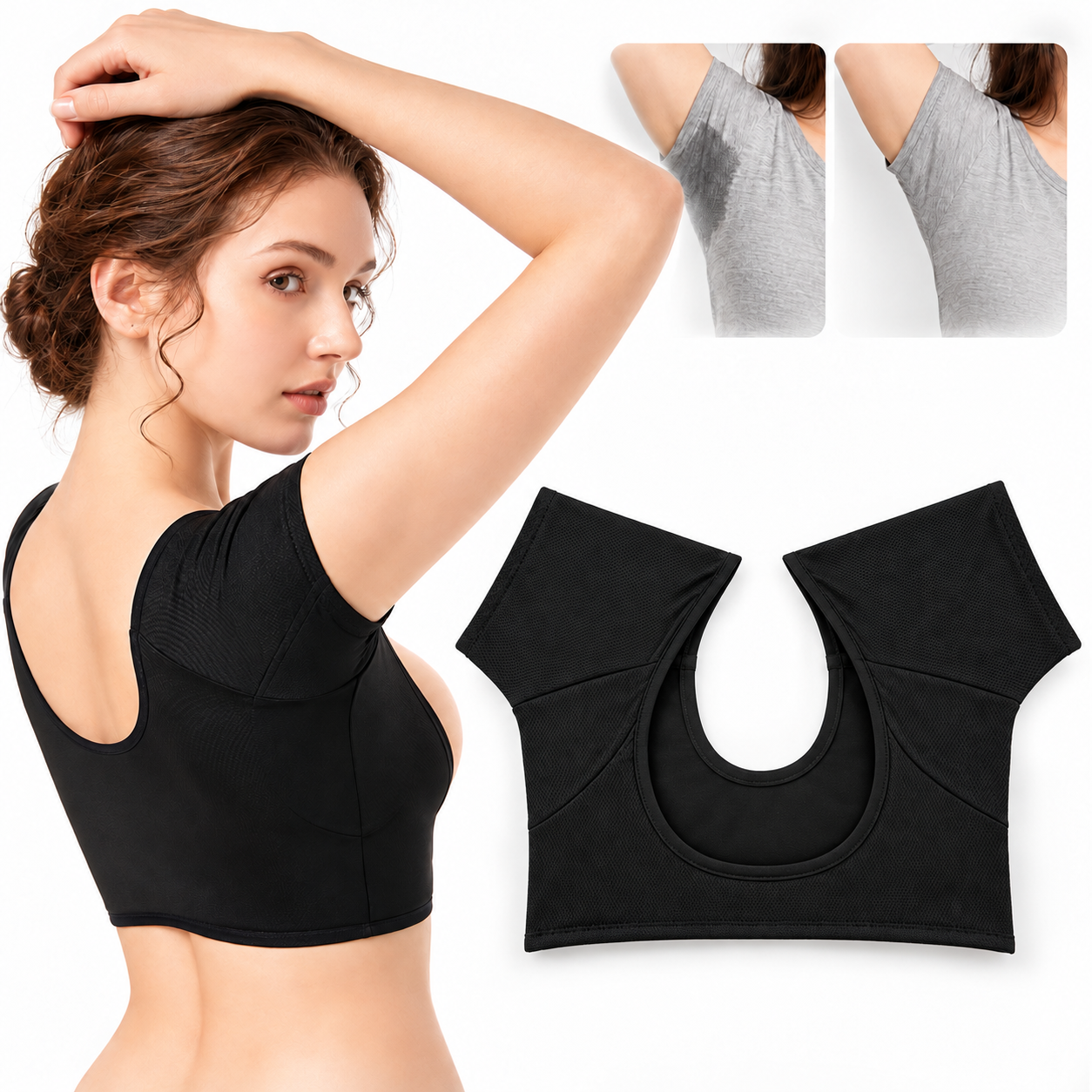 Coussinets de sudation en forme de t-shirt Réutilisables et lavables Pour les aisselles
