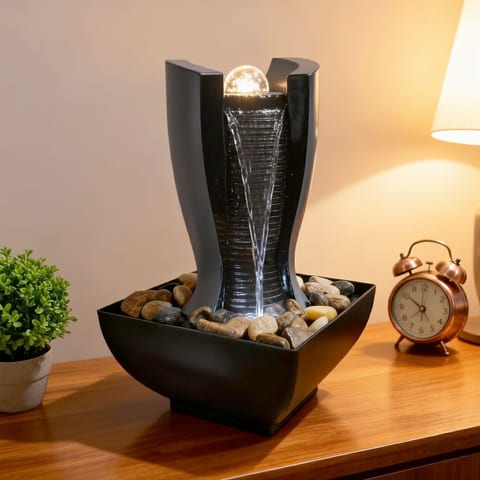 Fontaine à eau en forme de tour cascade avec boule de cristal et éclairage LED V6