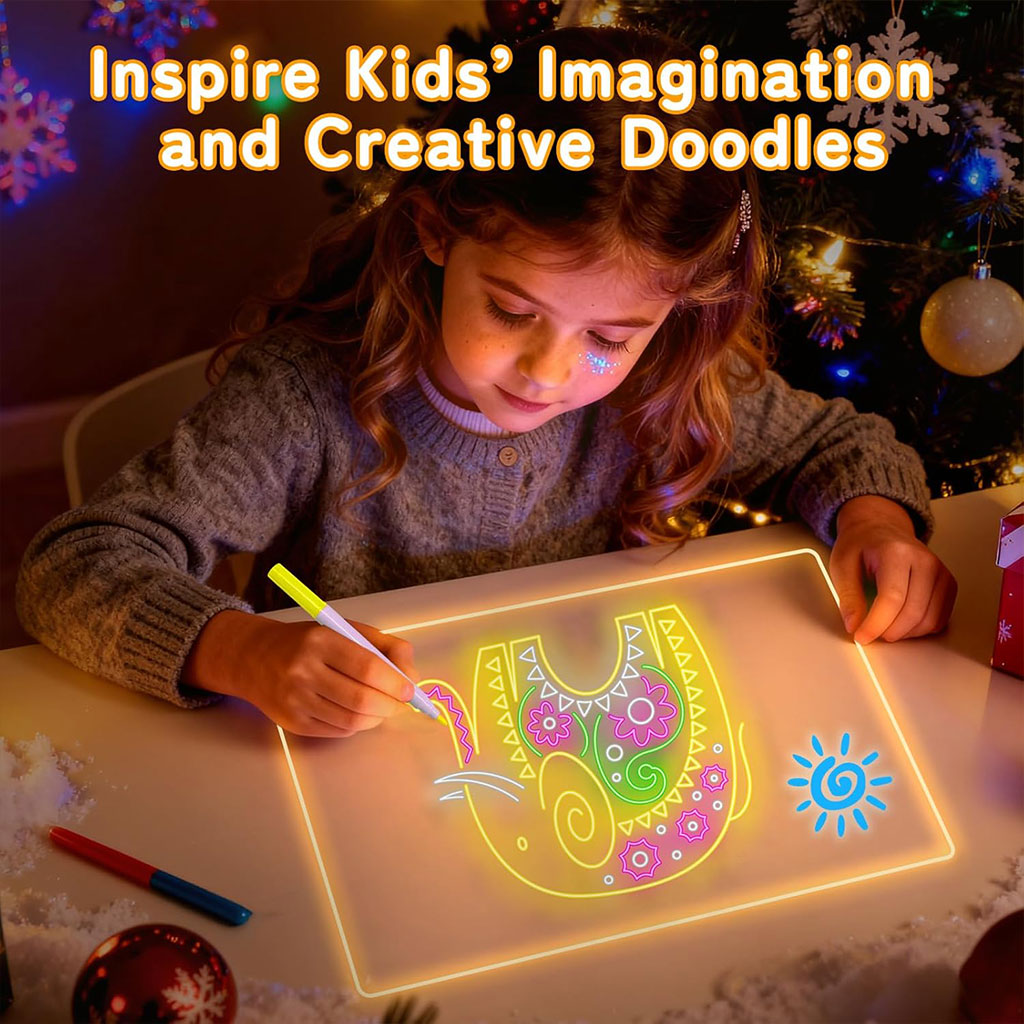 Tableau mémo LED lumineux avec stylo 7 couleurs et support – لوحة كتابة مضيئة للأطفال - Jouet & Gaming - صورة 5