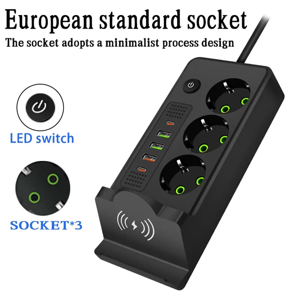 Multiprise 3 SOCKET 2500W avec USB, Type-C et chargement sans fil – مقبس طاقة وشاحن لاسلكي - Outillage et Bricolage - صورة 3