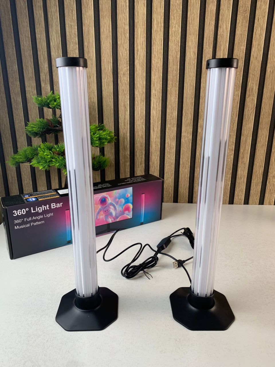 Lampes d’ambiance 2Pcs LED RVB Smart 360° avec plusieurs modes et synchronisation de la musique - Électronique - صورة حقيقية 7