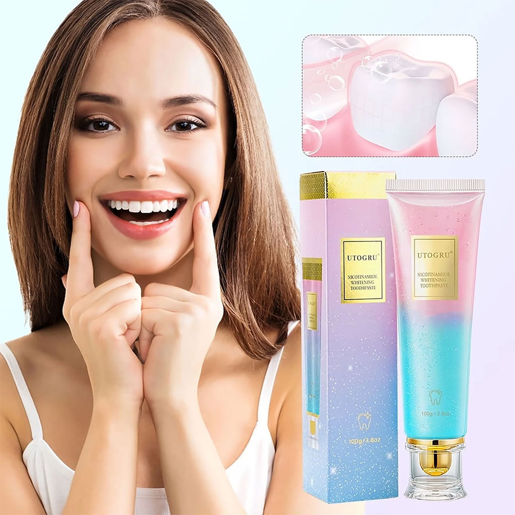 Dentifrice blanchissant à la niacinamide UTOGRU Triple action blanchissante – معجون تبييض الأسنان