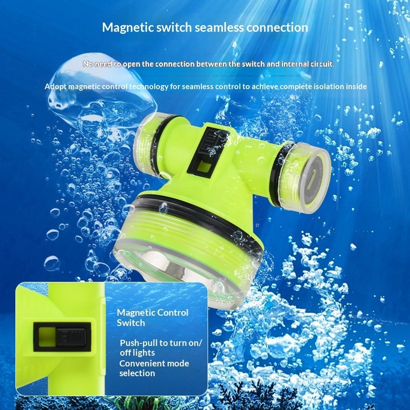 Lampe Frontale de Plongée LED Étanche 15m Distance 350m GM - مصباح رأس مقاوم للماء للغوص حتى عمق 15 متر - صورة 9
